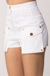 Elisabetta Franchi Shorts In Gabardina Di Cotone con Tasconi SH00661E2 AVORIO