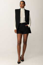 Elisabetta Franchi Shorts In Gabardina Di Cotone SH01657E2 NERO