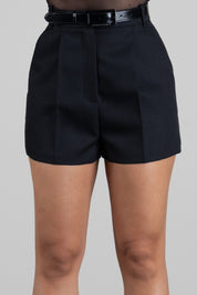 Elisabetta Franchi Shorts In Lana Vergine con Cintura SH00767E2 NERO