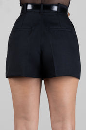 Elisabetta Franchi Shorts In Lana Vergine con Cintura SH00767E2 NERO