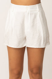 Khloe Femme Shorts In Misto Lino a Vita Alta
 BIANCO