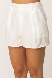 Khloe Femme Shorts In Misto Lino a Vita Alta
 BIANCO