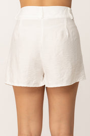 Khloe Femme Shorts In Misto Lino a Vita Alta
 BIANCO