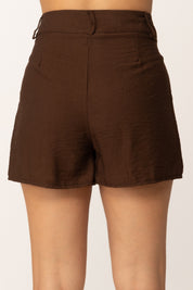 Khloe Femme Shorts In Misto Lino a Vita Alta
 CACAO
