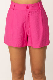 Khloe Femme Shorts In Misto Lino a Vita Alta
 FUCSIA