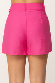 Khloe Femme Shorts In Misto Lino a Vita Alta
 FUCSIA