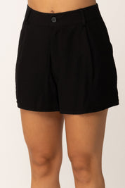 Khloe Femme Shorts In Misto Lino a Vita Alta
 NERO