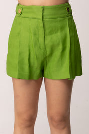 Elisabetta Franchi Shorts In Misto Lino con Cinturini SH01162E2 ALOE