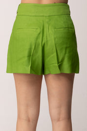 Elisabetta Franchi Shorts In Misto Lino con Cinturini SH01162E2 ALOE