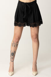 Twin-set Shorts In Popeline con Pizzo 251TT2096 NERO