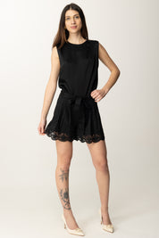 Twin-set Shorts In Popeline con Pizzo 251TT2096 NERO