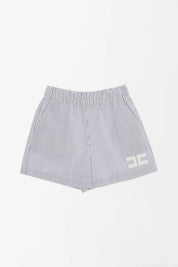 Elisabetta Franchi Bambina Shorts In Popeline con Stampa Righe e Ricamo Logo EFBE0870CR025.D885