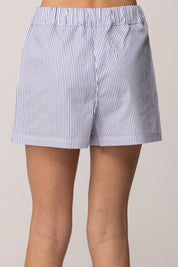 Elisabetta Franchi Bambina Shorts In Popeline con Stampa Righe e Ricamo Logo EFBE0870CR025.D885