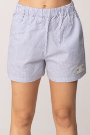 Elisabetta Franchi Bambina Shorts In Popeline con Stampa Righe e Ricamo Logo EFBE0870CR025.D885