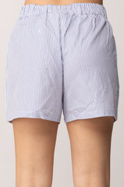 Elisabetta Franchi Bambina Shorts In Popeline con Stampa Righe e Ricamo Logo EFBE0870CR025.D885