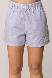 Elisabetta Franchi Bambina Shorts In Popeline con Stampa Righe e Ricamo Logo EFBE0870CR025.D885