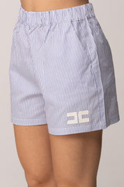 Elisabetta Franchi Bambina Shorts In Popeline con Stampa Righe e Ricamo Logo EFBE0870CR025.D885