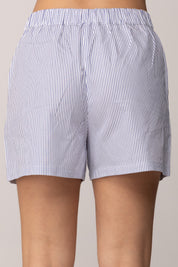 Elisabetta Franchi Bambina Shorts In Popeline con Stampa Righe e Ricamo Logo EFBE0870CR025.D885