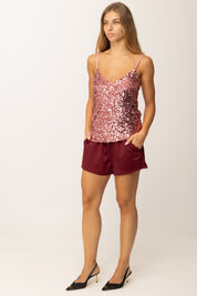 Khloe Femme Shorts In Satin con Coulisse BORDEAUX