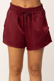 Khloe Femme Shorts In Satin con Coulisse BORDEAUX