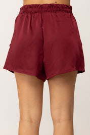Khloe Femme Shorts In Satin con Coulisse BORDEAUX