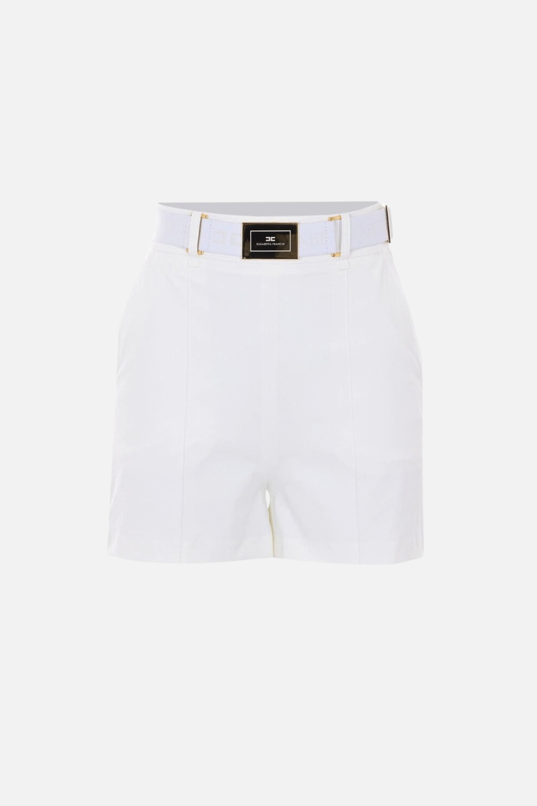 Elisabetta Franchi Shorts In Tessuto Tecnico con Piping e Cintura SH00861E2 AVORIO