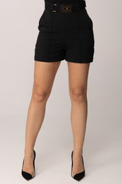 Elisabetta Franchi Shorts In Tessuto Tecnico con Piping e Cintura SH00861E2 NERO