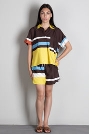Vicolo Shorts Multicolor con Fantasia Geometrica TAB2903 MORO/GIALLO