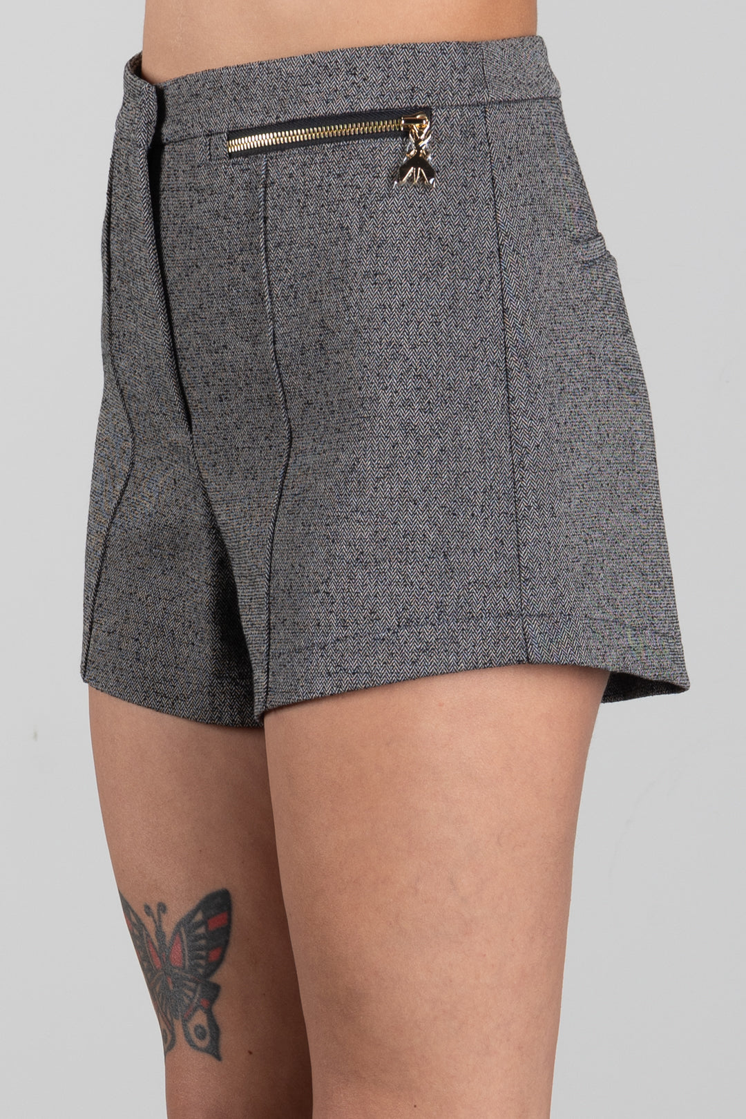 Patrizia Pepe Shorts Sartoriali In Tessuto Spigato 2P0078 C0277 TAUPE CHINE