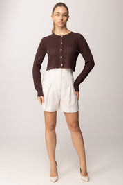 Patrizia Pepe Shorts Stampa a Righe Verticali 2P1778 A766 WHITECOMMUNIONSTRI