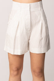 Patrizia Pepe Shorts Stampa a Righe Verticali 2P1778 A766 WHITECOMMUNIONSTRI