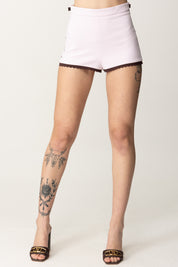 Elisabetta Franchi Shorts Stretch con Smerlo Ricamato SH00952E2 QUARZO/CACAO