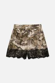 Pinko Shorts Tinozza In Viscosa con Stampa e Pizzo 107608 A3MY CSZ