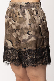 Pinko Shorts Tinozza In Viscosa con Stampa e Pizzo 107608 A3MY CSZ
