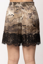 Pinko Shorts Tinozza In Viscosa con Stampa e Pizzo 107608 A3MY CSZ