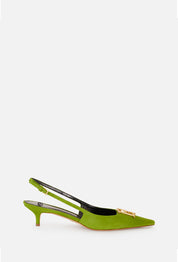 Elisabetta Franchi Slingback In Suede con Logo SA17L61E2 ALOE