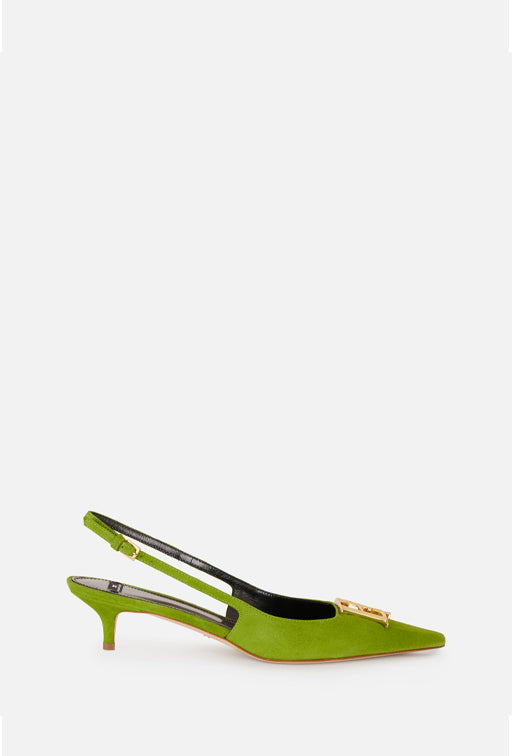 Elisabetta Franchi Slingback In Suede con Logo SA17L61E2 ALOE