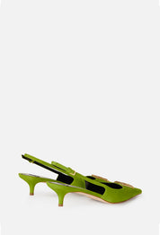 Elisabetta Franchi Slingback In Suede con Logo SA17L61E2 ALOE
