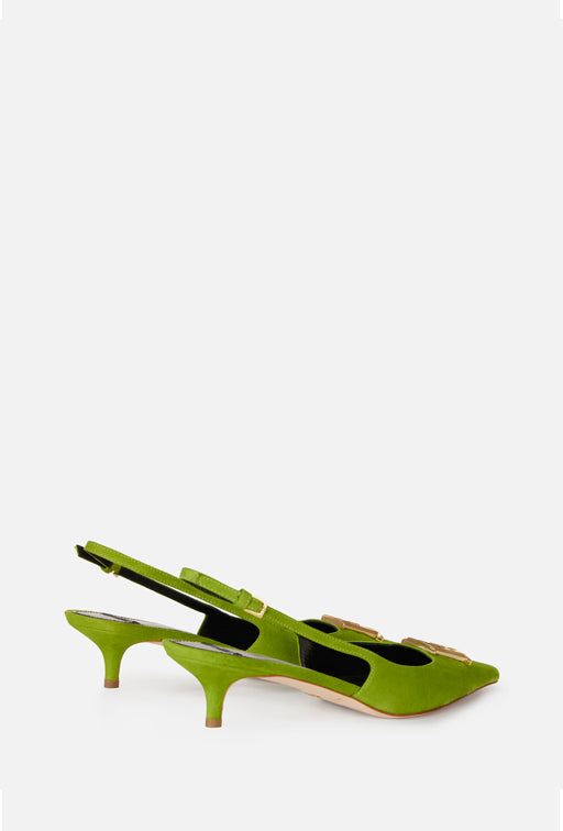 Elisabetta Franchi Slingback In Suede con Logo SA17L61E2 ALOE