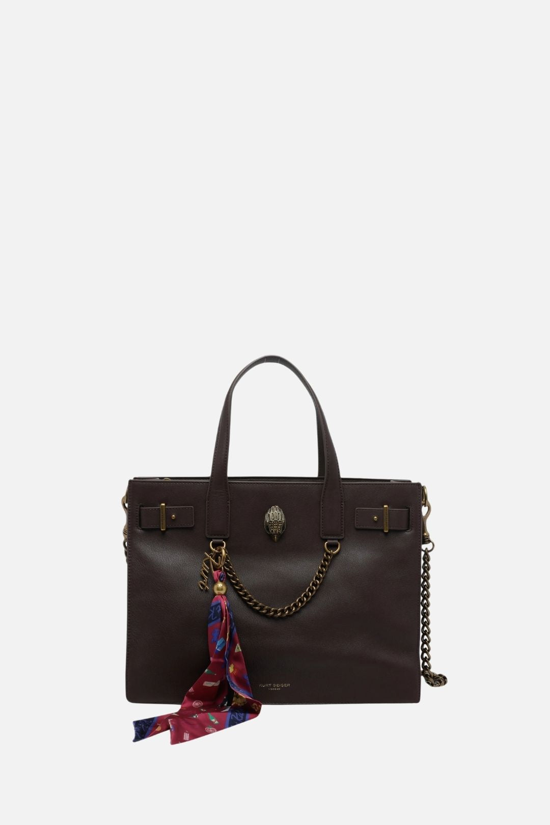 Kurt Geiger Sloane Tote In Pelle con Charm Foulard 5838930109 BROWN