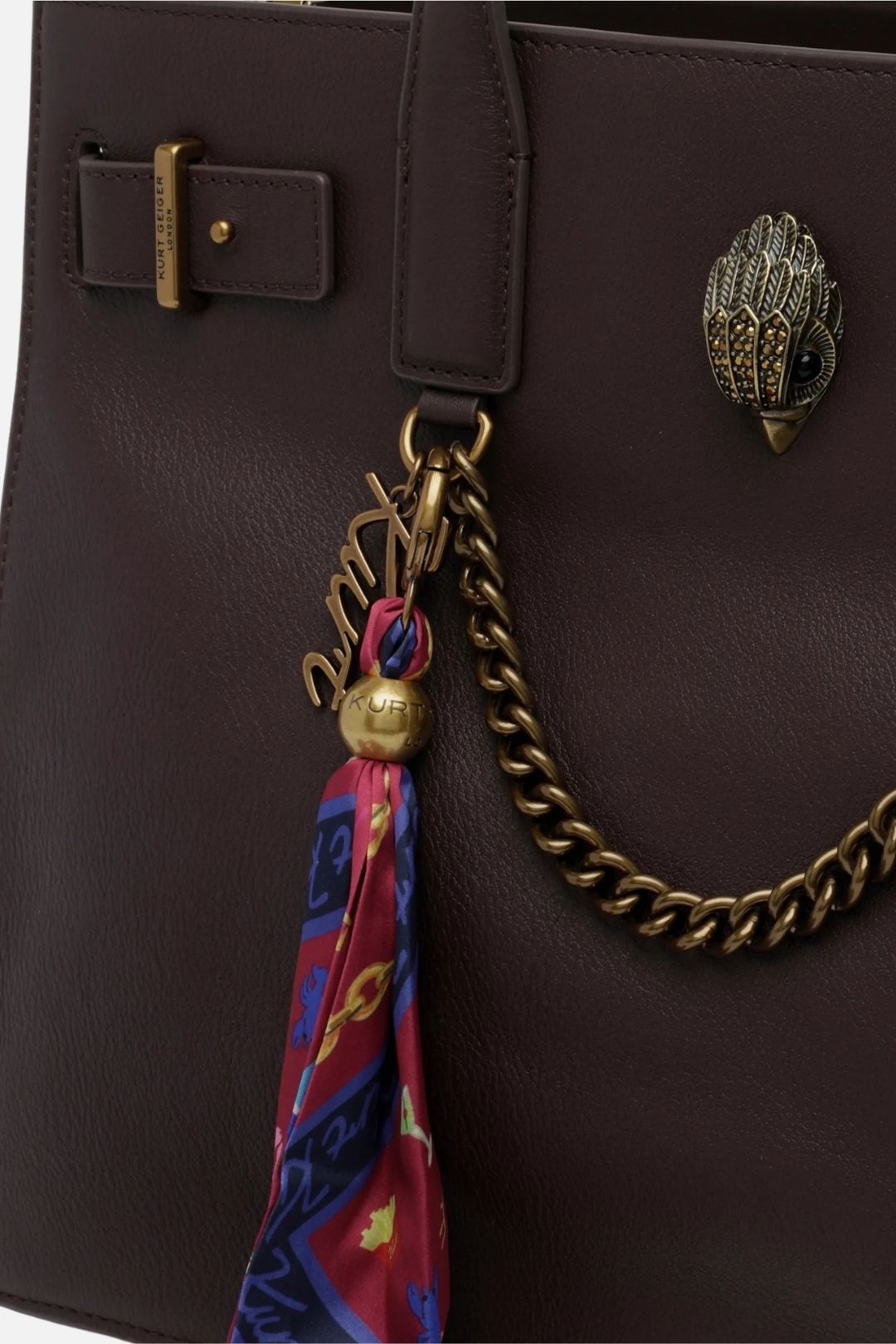 Kurt Geiger Sloane Tote In Pelle con Charm Foulard 5838930109 BROWN