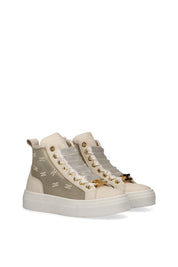 Elisabetta Franchi Bambina Sneaker Alta con Logo e Lacci Satinati F4A9-E0536-1922698- BUTTER