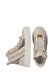 Elisabetta Franchi Bambina Sneaker Alta con Logo e Lacci Satinati F4A9-E0536-1922698- BUTTER