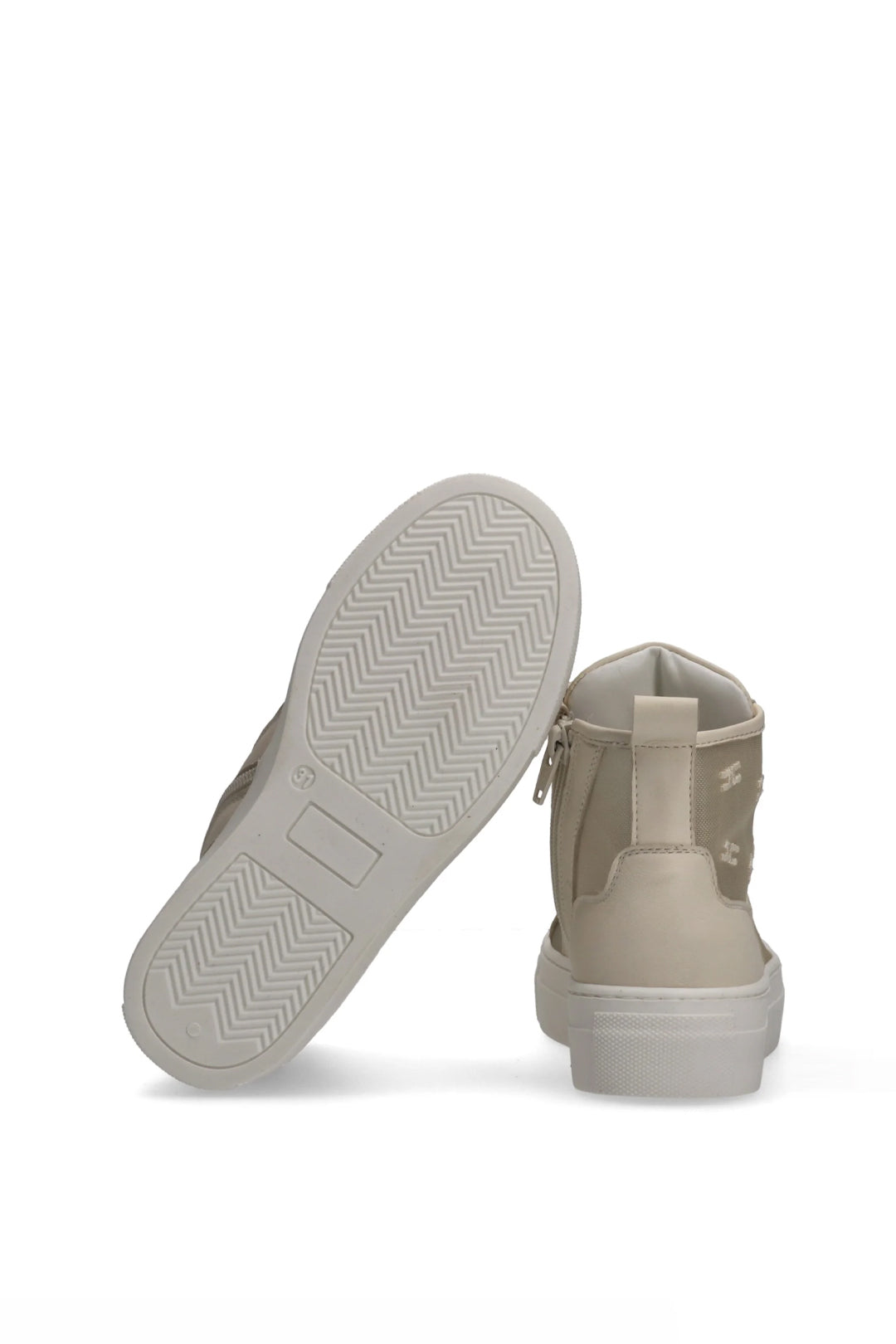 Elisabetta Franchi Bambina Sneaker Alta con Logo e Lacci Satinati F4A9-E0536-1922698- BUTTER