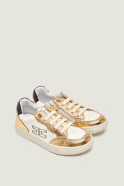 Elisabetta Franchi Bambina Sneaker con Inserti Metallici e Logo F1A9-E0496-0092B070 GOLD/BUTTE