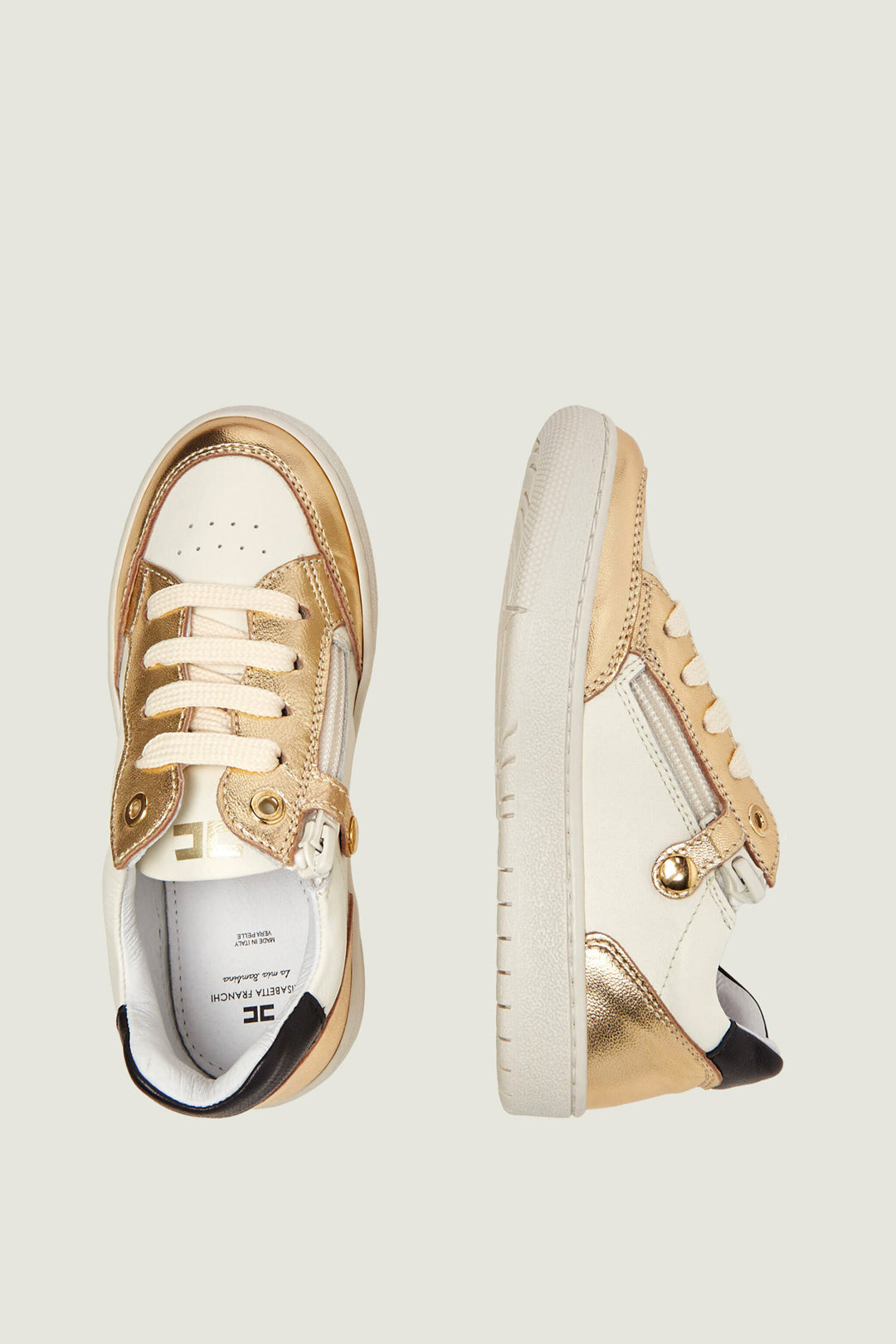 Elisabetta Franchi Bambina Sneaker con Inserti Metallici e Logo F1A9-E0496-0092B070 GOLD/BUTTE