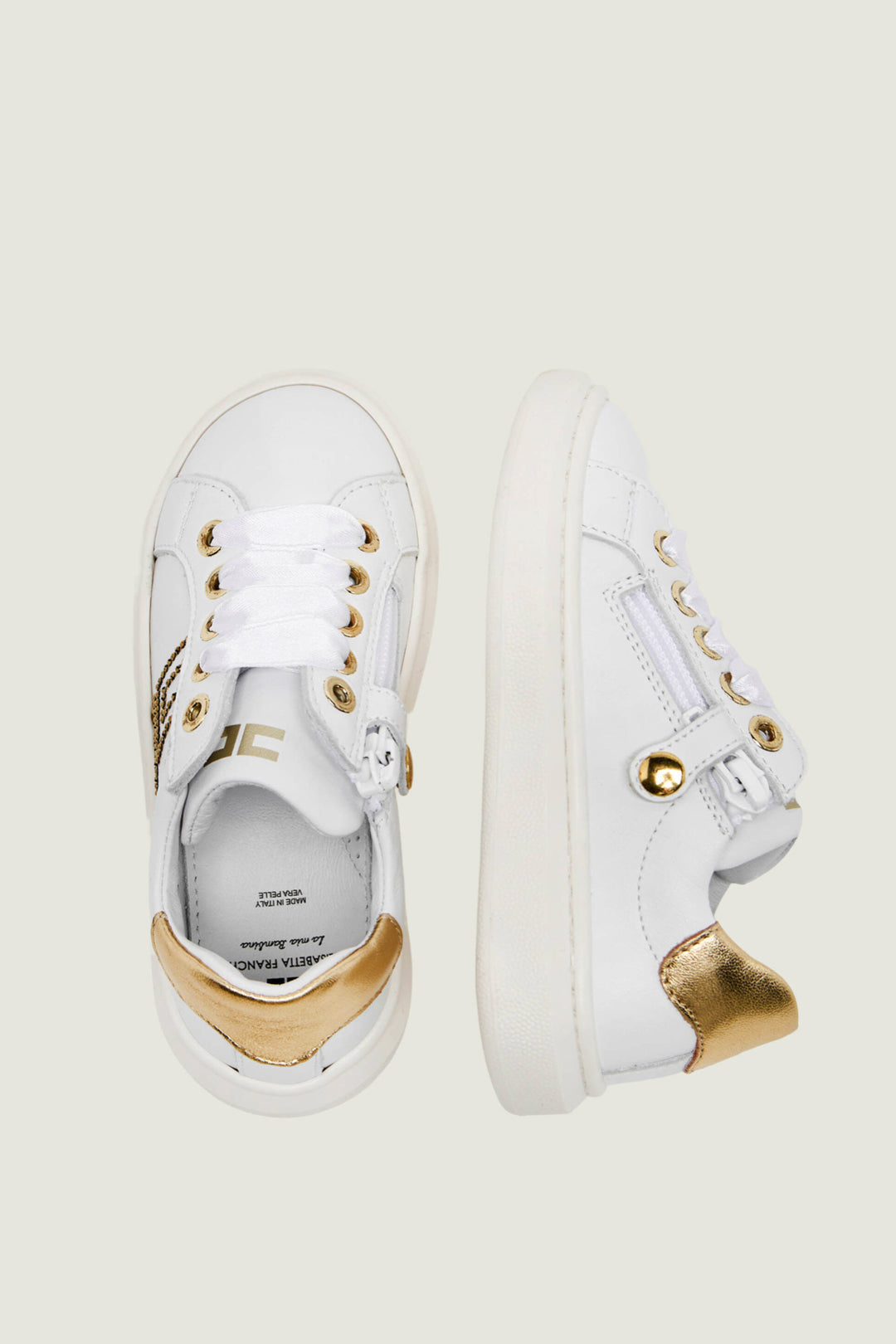 Elisabetta Franchi Bambina Sneaker con Logo e Dettagli Dorati F1A9-E0490-0092B093 IVO WHIT/G