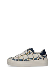 Elisabetta Franchi Bambina Sneaker con Stampa Logo e Lacci F4A9-E0532-1925A678 BUTTER/BLU