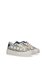Elisabetta Franchi Bambina Sneaker con Stampa Logo e Lacci F4A9-E0532-1925A678 BUTTER/BLU