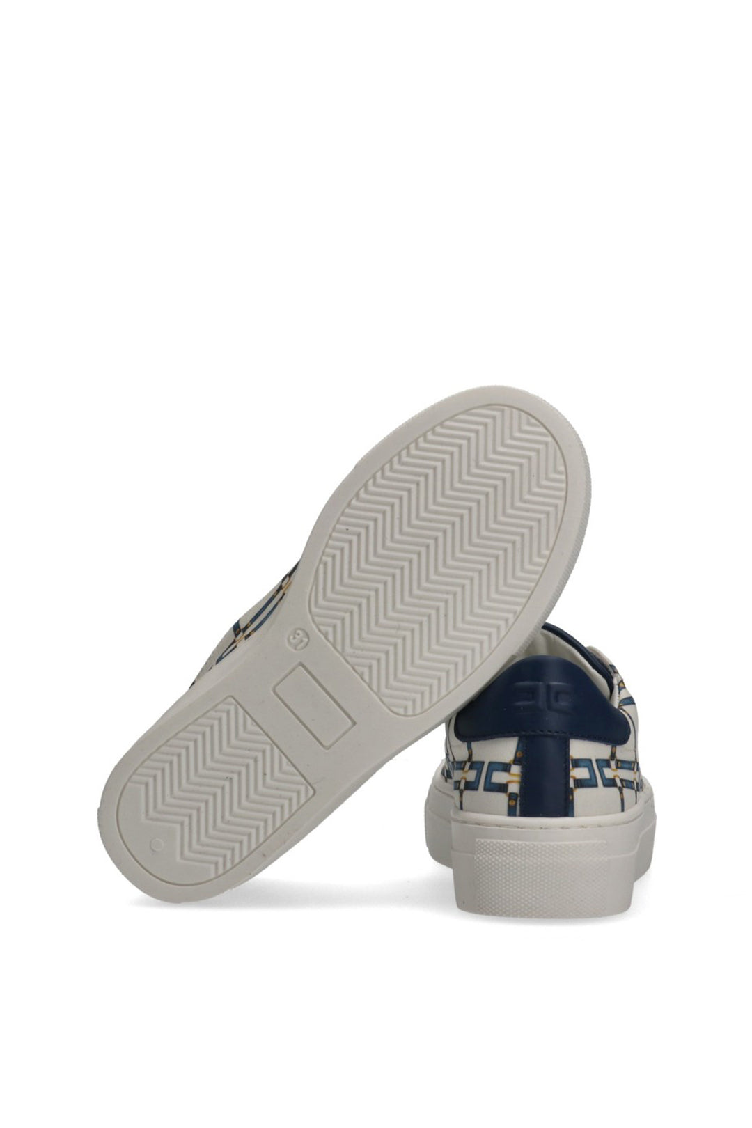 Elisabetta Franchi Bambina Sneaker con Stampa Logo e Lacci F4A9-E0532-1925A678 BUTTER/BLU